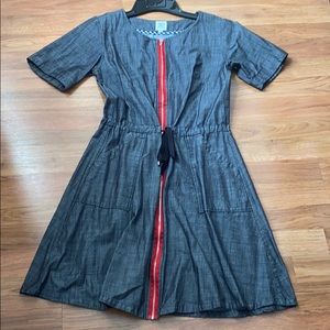 National Picnic black and red zip front dress, S